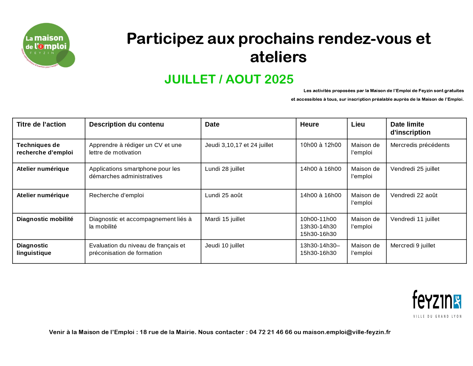 planning MDE juin