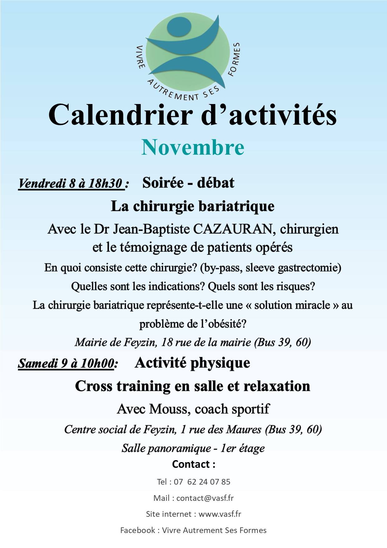 VASF calendrier nov 2019